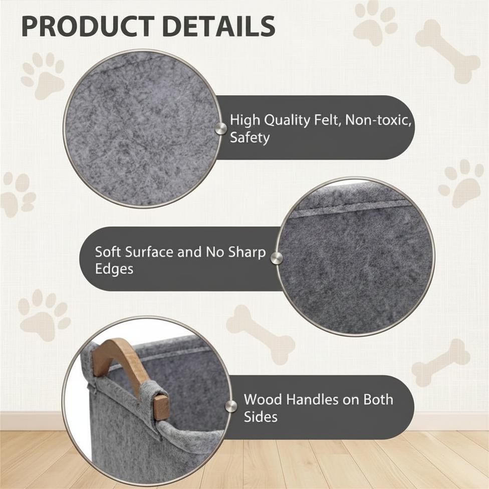 Felt Pet Toy Storage Box