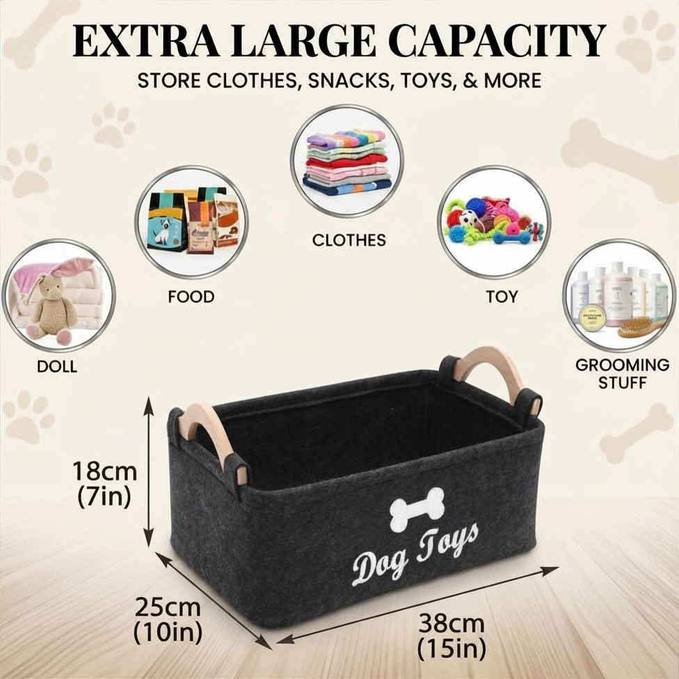 Felt Pet Toy Storage Box