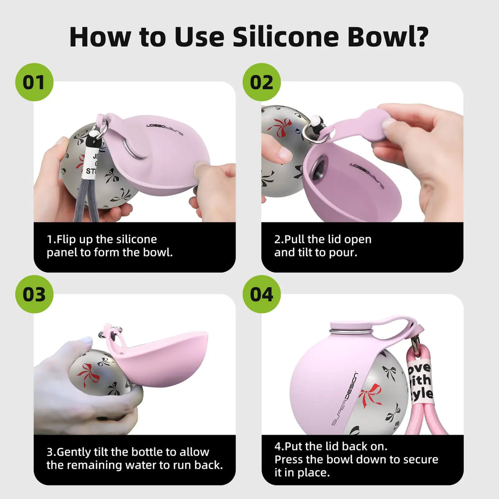 Portable Dog Water Bottle with Bowl