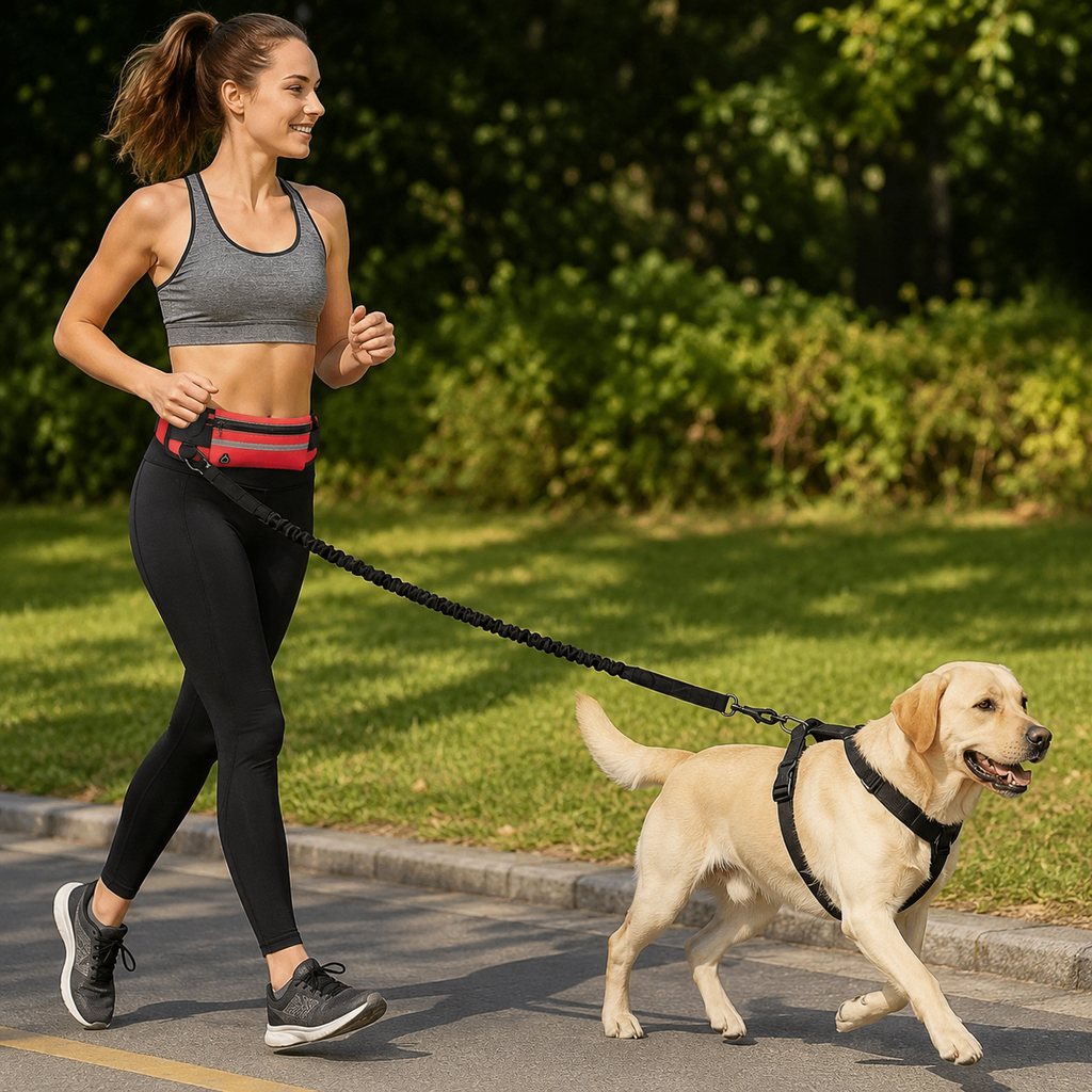 Hands-Free Running Leash with Waist Bag