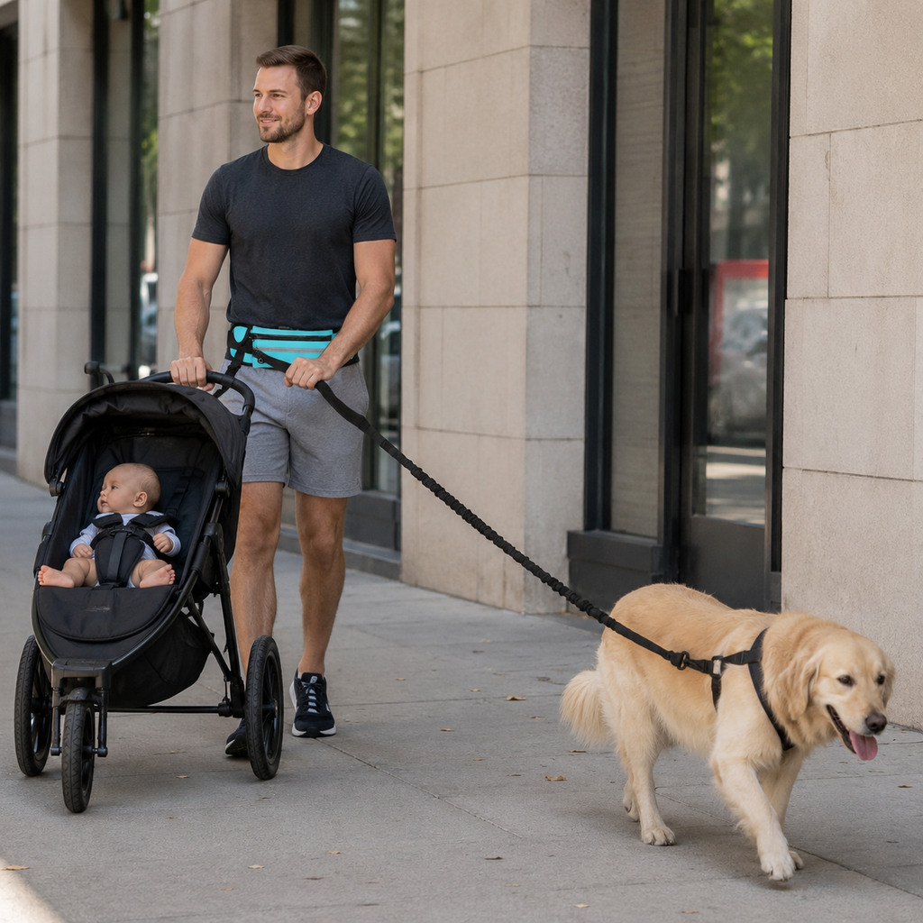 Hands-Free Running Leash with Waist Bag