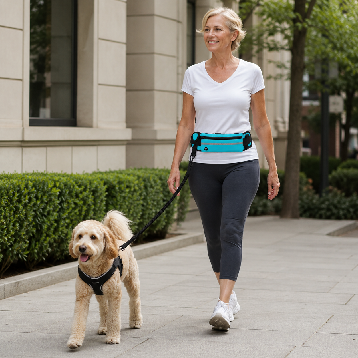 Hands-Free Running Leash with Waist Bag