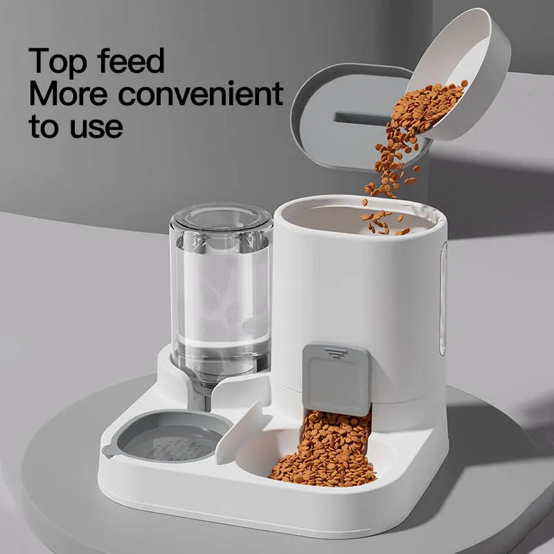 Gravity-Fed Pet Feeder & Water Dispenser
