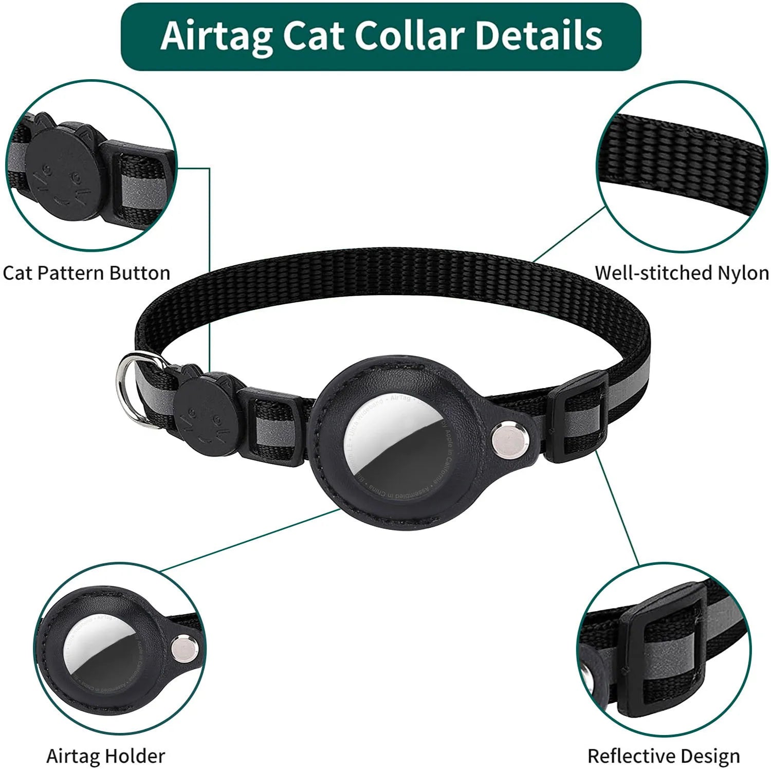 Reflective AirTag Cat Collar